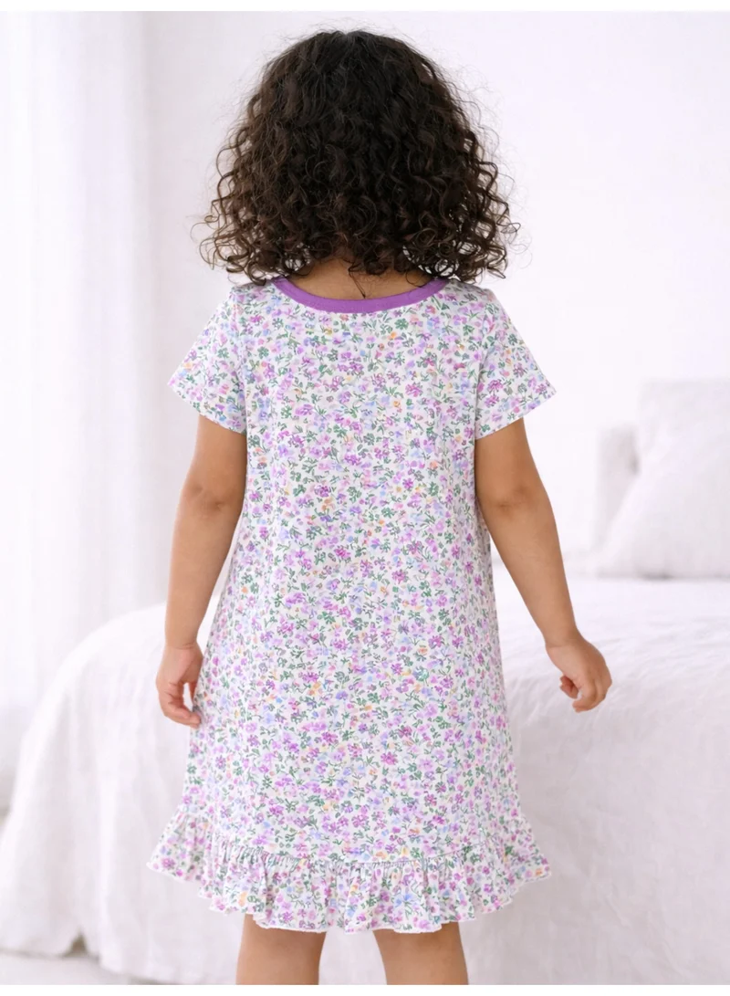 victor and jane Girls’ Nightdress – Floral Print Sleep Tee Dress